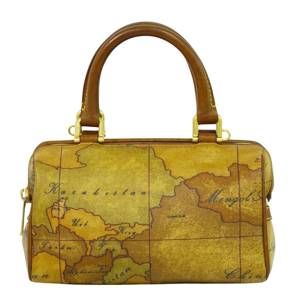 PRIMA CLASSE PVC Mini Boston Handbag Brown Gold